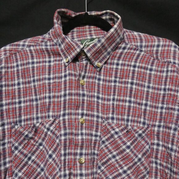 CROCODILE | large | 100% Cotton | Plaid Button-Up Front Casual Shirt | 2 Pockets - Picture 4 of 16